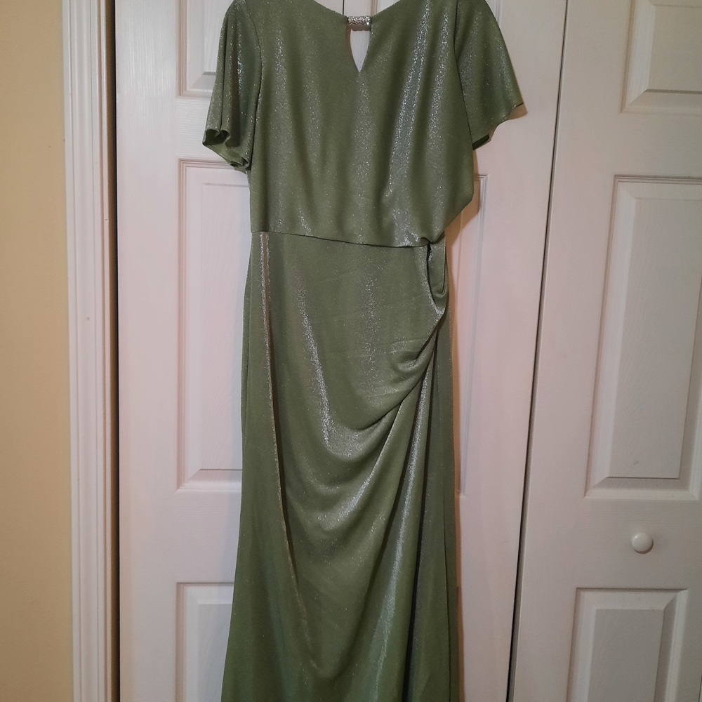 Oleg Cassini Shimmering Sage Maxi Dress